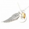 Personalized Angel Wing Necklace with Birth Month Crystal from Swarovski Custom Initial Charm - CE128XVIMSL