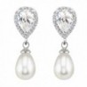 SELOVO Teardrop Cubic Zirconia Pierced Drop Earrings Luxury Jewelry Silver Tone - white - CJ12I52Y6XD