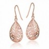 Flashed Sterling Silver FiligreeTeardrop Earrings