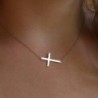 Sterling Silver Sideways Cross Necklace
