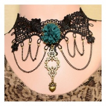 Mareine Vintage Black Lace Sunflower Tattoo Choker Gothic Necklace for Girls - Black9 - C412GRPEO0F