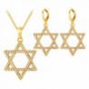 CZ Star of David Pendant Necklace & Platinum Plated Star Dangling Earrings Jewish Jewelry Set For Women - Gold - CS12MYXM9P7