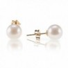 PAVOI 18K Gold Plated Sterling Silver Round Stud White Simulated Shell Pearl Earrings - CQ12LAQLFTN