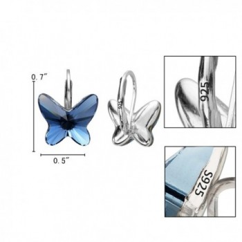 EleQueen Sterling Butterfly Earrings Swarovski in Women's Hoop Earrings