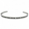 Inspirational "NEVERTHELESS- SHE PERSISTED" Mantra Positive Message Cuff Bracelet - Silver Tone - CM1867LSSMS