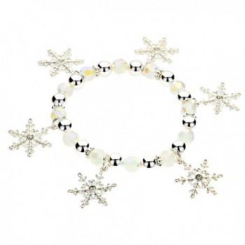 Rosemarie Collections Women's Winter Snowflake Strech Charm Bracelet - C9126ZMJNLZ
