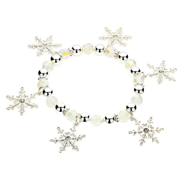 Rosemarie Collections Women's Winter Snowflake Strech Charm Bracelet - C9126ZMJNLZ