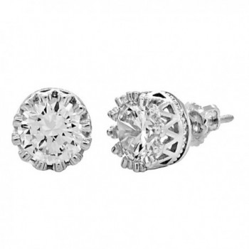 Austin: 8mm 4.0ct Russian Ice on Fire CZ Crown Set Screw Back Earrings 925 Sterling Silver- 3247A - CU11PRMOPG3