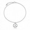 BERRICLE Rhodium Plated Sterling Silver Peace Sign Fashion Charm Anklet 9"+1" Extender - CW11WG3R6RL