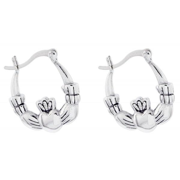 Quantum Stainless Steel Claddagh Hoop Earrings - CD183WNIMIK