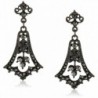 Downton Abbey "Jet Memento Boxed" Jet Edwardian Pave Fleur Hematite Accent Stones Drop Earrings - CN11FM4JTBR