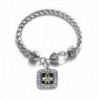 Lyme Disease Awareness Classic Silver Plated Square Crystal Charm Bracelet - CG11K6OBQW3