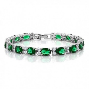 40.00 Ct Oval & Round Green Color Cubic Zirconias CZ Tennis Bracelet 7 Inch - CR11KCRXKOB