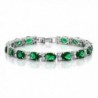 40.00 Ct Oval & Round Green Color Cubic Zirconias CZ Tennis Bracelet 7 Inch - CR11KCRXKOB