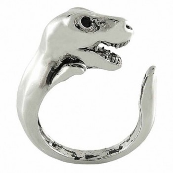 Enhanced T-Rex Dinosaur Animal Wrap Ring White Gold-plated Shiny Silver Tone - CJ11DZCWR8F