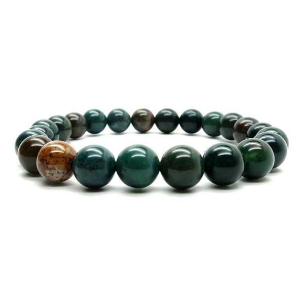 Bloodstone Bracelet 20 - Stretch 7mm Green Red Round Stone Crystal Healing - CU11PBCALUR