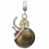 Rhodium-plated Sterling Silver Coconut Cocktail Drink Enamel European Style Dangle Bead Charm - CI18692KDNL