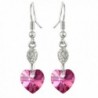 Sparkling Oval Dangle Heart Shaped Swarovski Elements Crystal Rhodium Plated Drop Earrings - Pink - CG118WEIV95