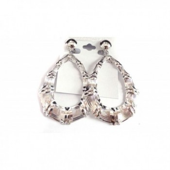 Clip Earrings Bamboo Silver Teardrop