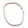Shiny Sterling Silver 7-inch Oval Rice Bead Link Bracelet - Italian 4-mm Oval Beads w/ Lobster Claw Clasp - CH11NZO7X0Z