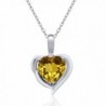 1.62 Ct Heart Shape Yellow Citrine and White Topaz 925 Sterling Silver Pendant Necklace with 18 Inch Silver Chain - CY128Z0H8LH