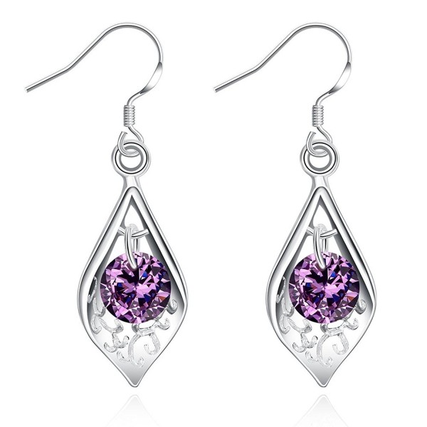 Amethyst Dangle Earrings Cubic Zirconia Drop Earrings For Women - CI183NUY5KY