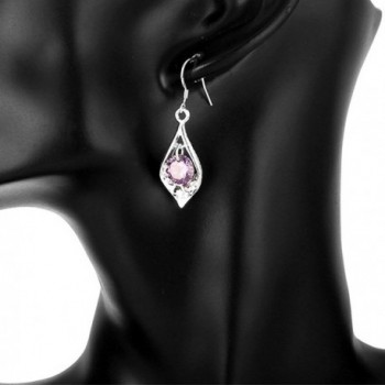 Amethyst Dangle Earrings Cubic Zirconia