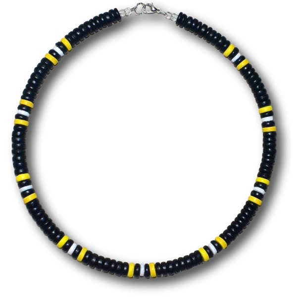 Native Treasure - 18" Steelers Black Yellow Coco White Shell Necklace with Lobster Clasp - 8mm (5/16") - CG1176TXUP7