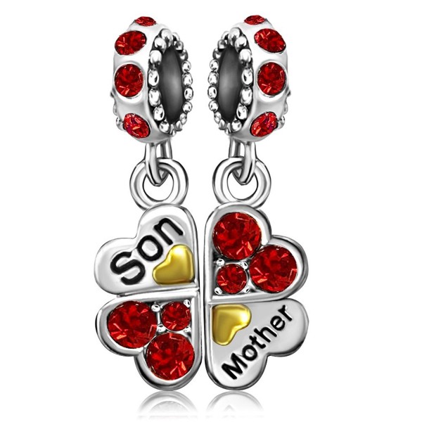 JMQJewelry Mom Heart Clover Charms Mother Son Jun-Dec Beads For Bracelets - C618206GAL3