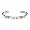 Hand Stamped Bracelet Cuff Bangle for Women Wake Up Kick Ass Repeat Stainless Steel Feminist Jewelry - CB188S0GA59