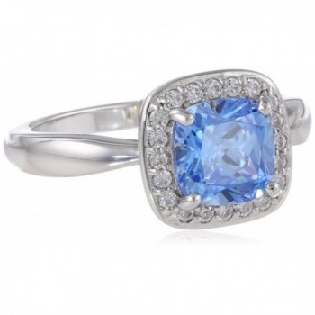 Myia Passiello "Cushion" Cut Fancy Blue Swarovski Zirconia Halo Ring - C611EVF5CQT