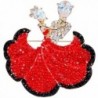 EVER FAITH Austrian Crystal Zircon Romantic Ballroom Dancing Couple Brooch Gold-Tone - Ruby Color - CS11BGDMDAV