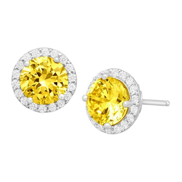 Stud Earrings with Yellow & White Swarovski Zirconia in Sterling Silver - CD126XYAKDT