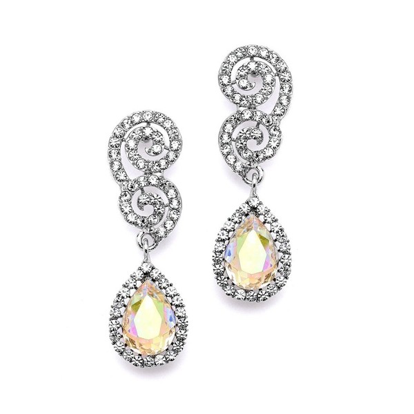 Mariell Crystal Prom- Bridesmaid- Homecoming Earrings with AB Aurora Borealis Pear-Shaped Teardrops - CX12H3L3FTN