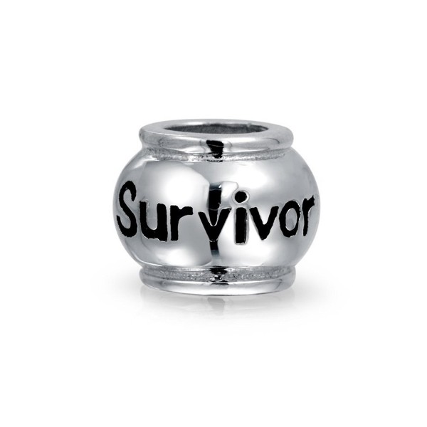 Bling Jewelry 925 Sterling Silver Survivor Inspirational Bead Charm - C01162B1TKX