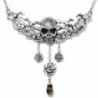 Controse Women's Antiique Silver-Toned Stainless Steel Skull and Roses Necklace 15" - 17" Adjustable - CR12GK5CJC7