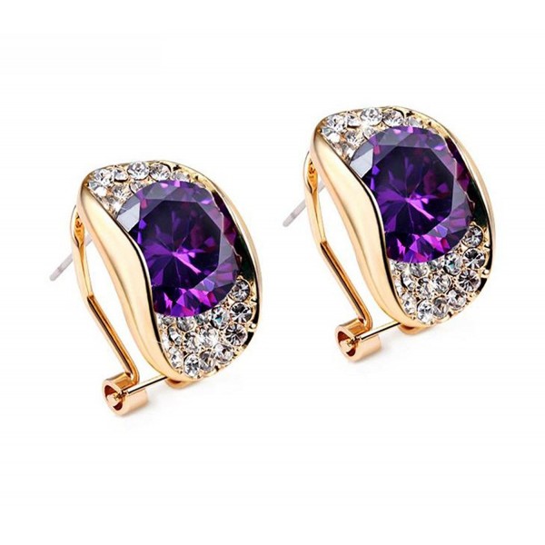 Modogirl Latest Temperament Geometric Stud Earrings for Women Purple - C511XFSDIAT