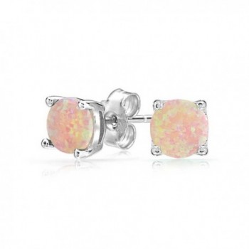 Bling Jewelry Round Simulated Pink Opal Stud earrings 925 Sterling Silver 6mm - CV11FFIUP2R
