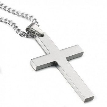 Azury Stainless Steel Cross Pendant Chain Necklace for Men Women Unisex- 22 Inches - CH1882WWK4N