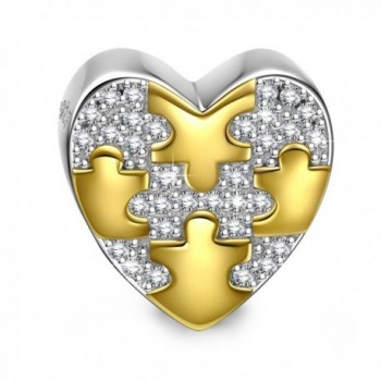 NinaQueen "Soulmate" 925 Sterling Silver Puzzle Pattern Heart Bead Charms - C217Z00W8ZL