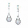 White Created Opal Drop Earring Classic Style for Women Girls Hypoallergenic - white-gold-plated - C7189I6NMNZ