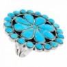 925 Sterling Silver & Genuine Turquoise Ring (Size 5 to 12) Statement Ring - CK11YP413DH