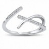 Open Clear CZ Criss Cross Knot Ring New .925 Sterling Silver Band Sizes 4-10 - CE183CXX9Z0