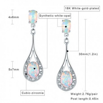 5x7mm White Dangle Earrings Plated in Women's Drop & Dangle Earrings