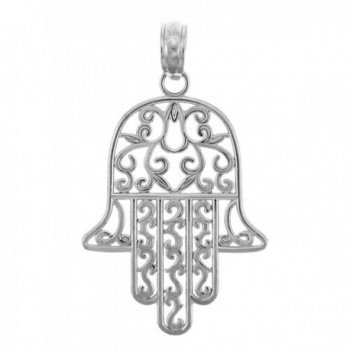 925 Sterling Silver Jewish Hamesh Hand Filigree Charm Hamsa Pendant - CJ119ILEV0T