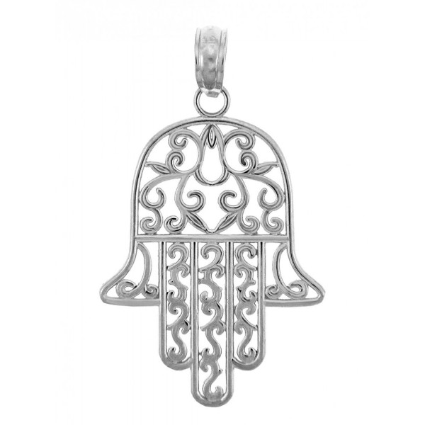 925 Sterling Silver Jewish Hamesh Hand Filigree Charm Hamsa Pendant - CJ119ILEV0T