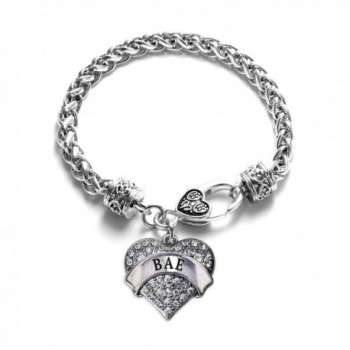 Bae Pave Heart Charm Bracelet Silver Plated Lobster Clasp Clear Crystal Charm - CW123HAY4K7