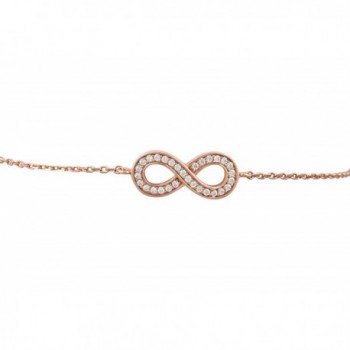 Sterling Silver Rose Gold Tone Infinity Bracelet with Simulated Diamonds - 7.5 inch - CS12O229N5V