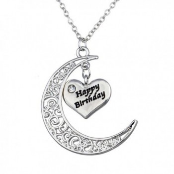 Bling Stars Moon and Heart Two-Piece Pendant Necklace Gift for Mom/Dad/Family Members - happy Birthday - C312F6KTNPN