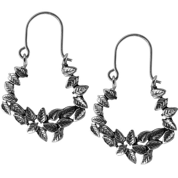 Sterling Silver Oxidized Flowers Hoop Earrings - CC120K1QEU5